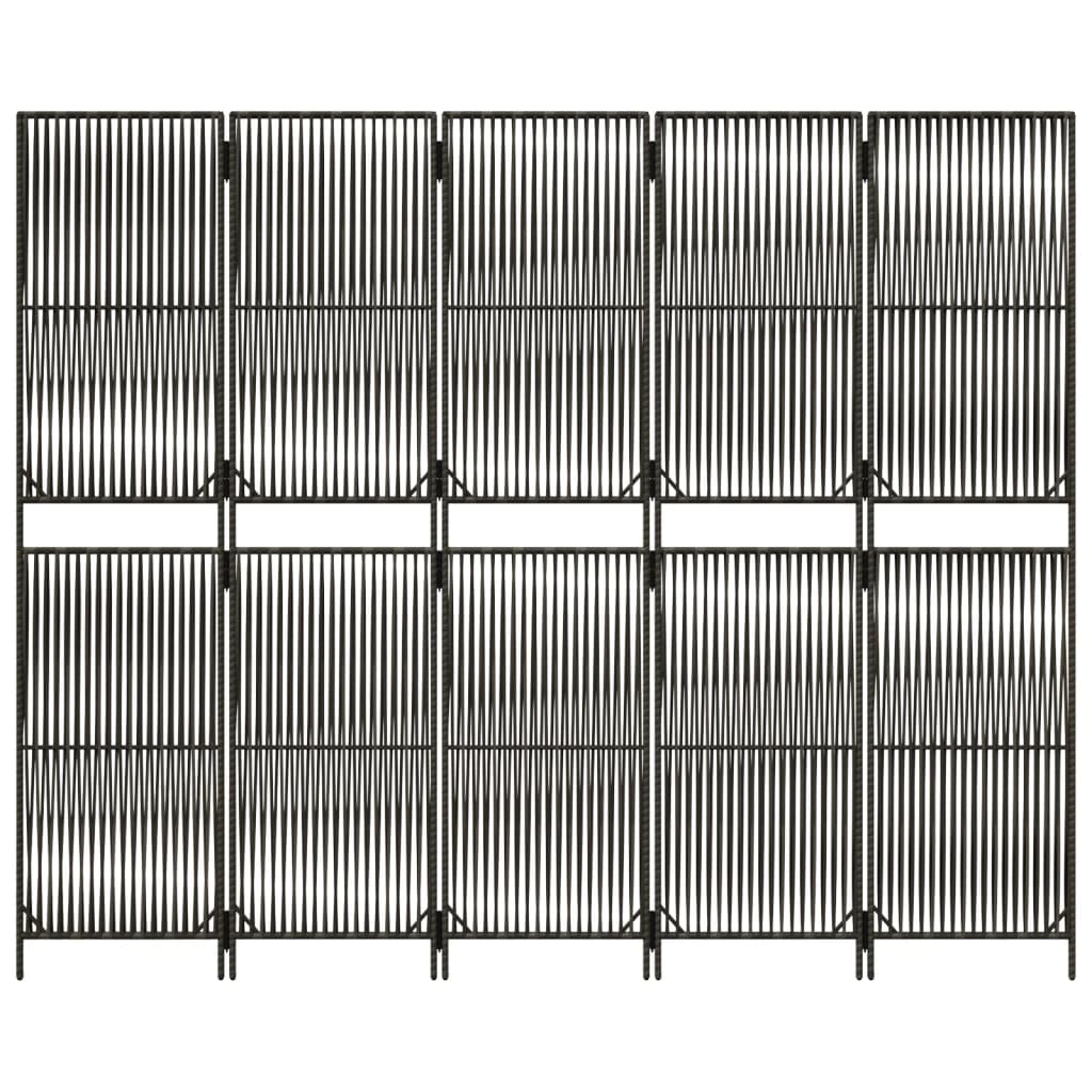 Kamerscherm 5 panelen poly rattan grijs is nu te koop bij PeponiXL, paradijselijk wonen!