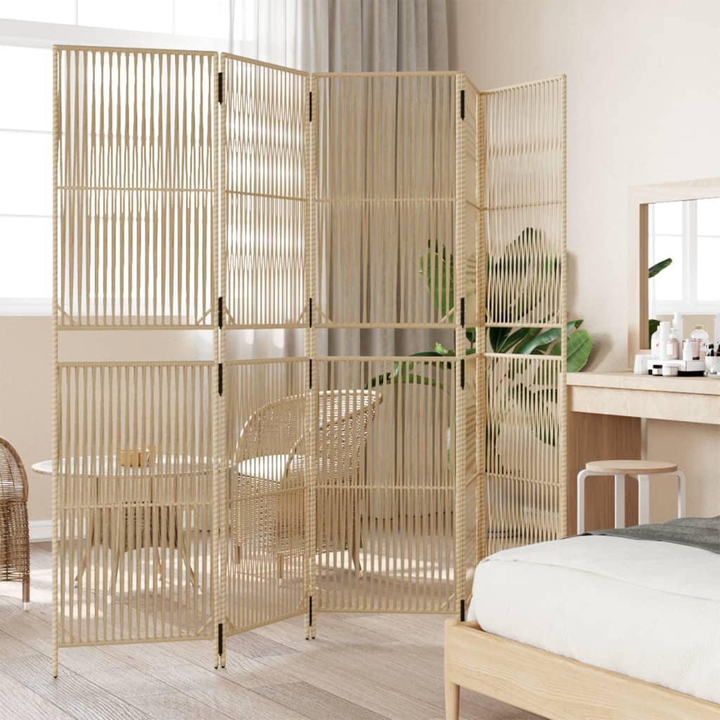 Kamerscherm 5 panelen poly rattan beige is nu te koop bij PeponiXL, paradijselijk wonen!