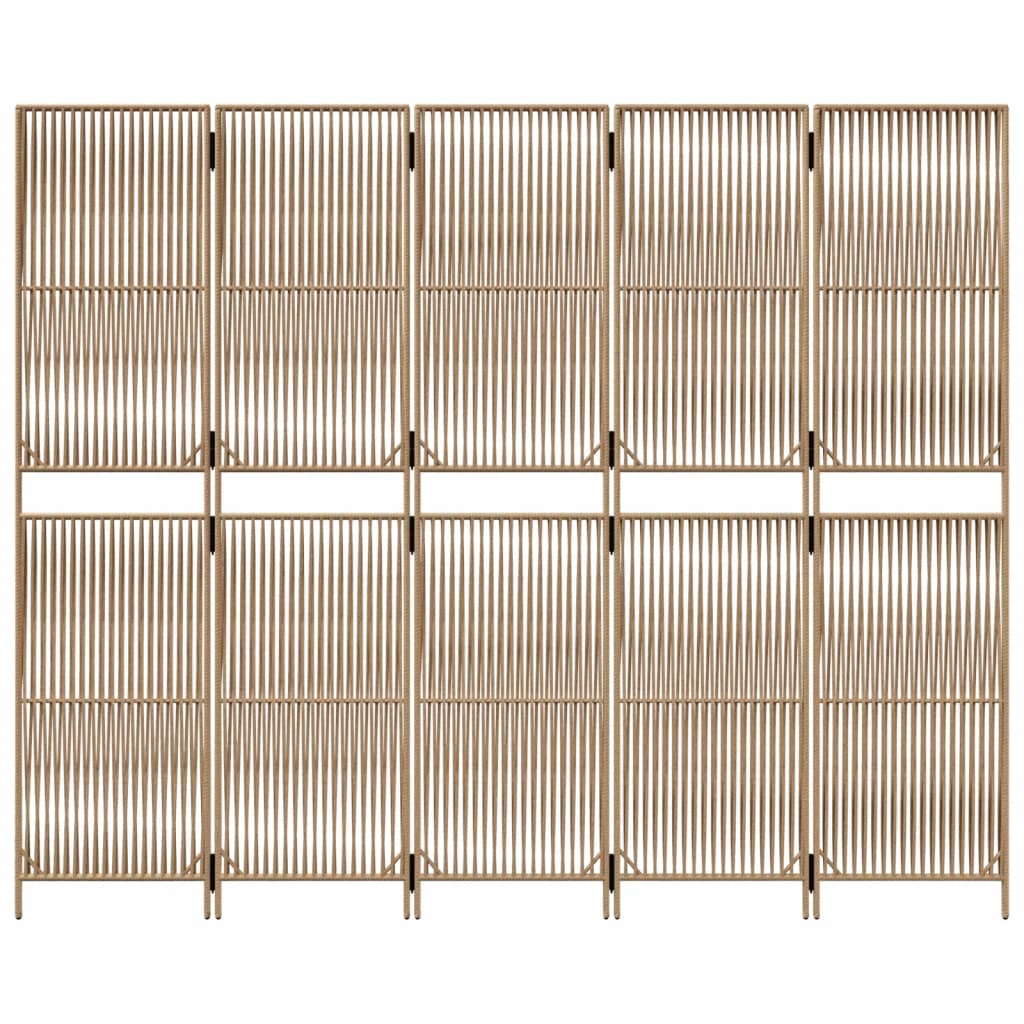 Kamerscherm 5 panelen poly rattan beige is nu te koop bij PeponiXL, paradijselijk wonen!