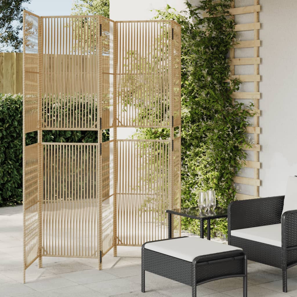 Kamerscherm 5 panelen poly rattan beige is nu te koop bij PeponiXL, paradijselijk wonen!