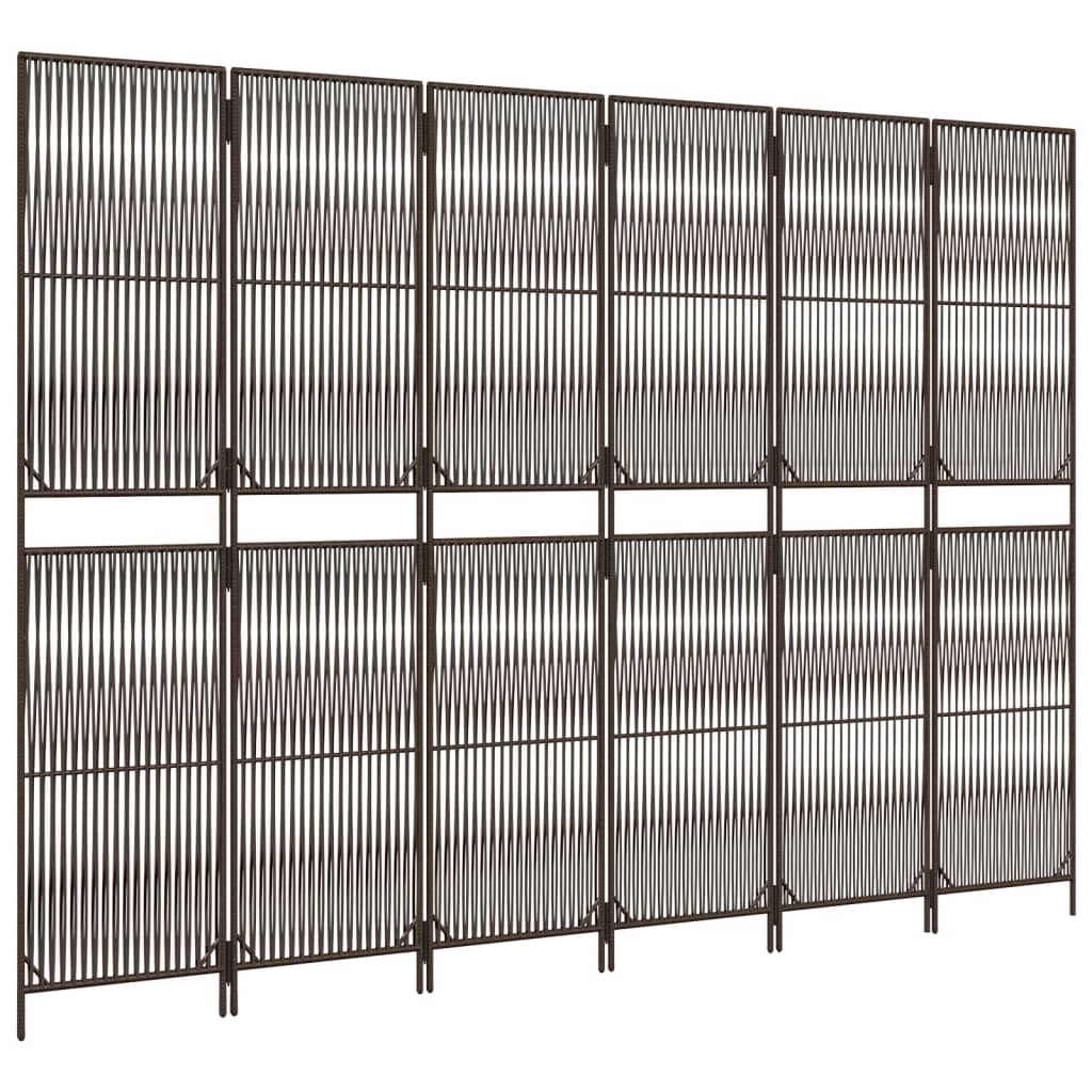 Kamerscherm 6 panelen poly rattan bruin is nu te koop bij PeponiXL, paradijselijk wonen!
