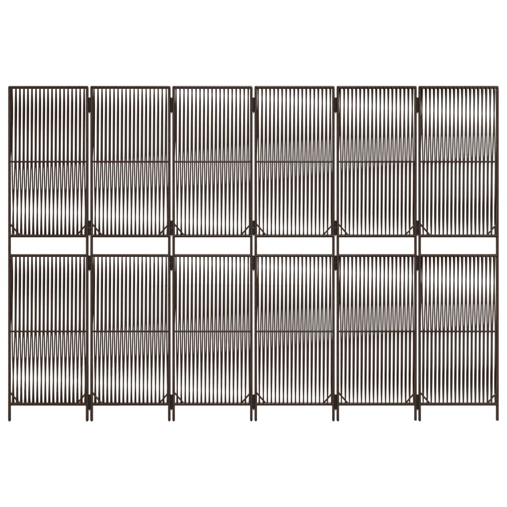 Kamerscherm 6 panelen poly rattan bruin is nu te koop bij PeponiXL, paradijselijk wonen!