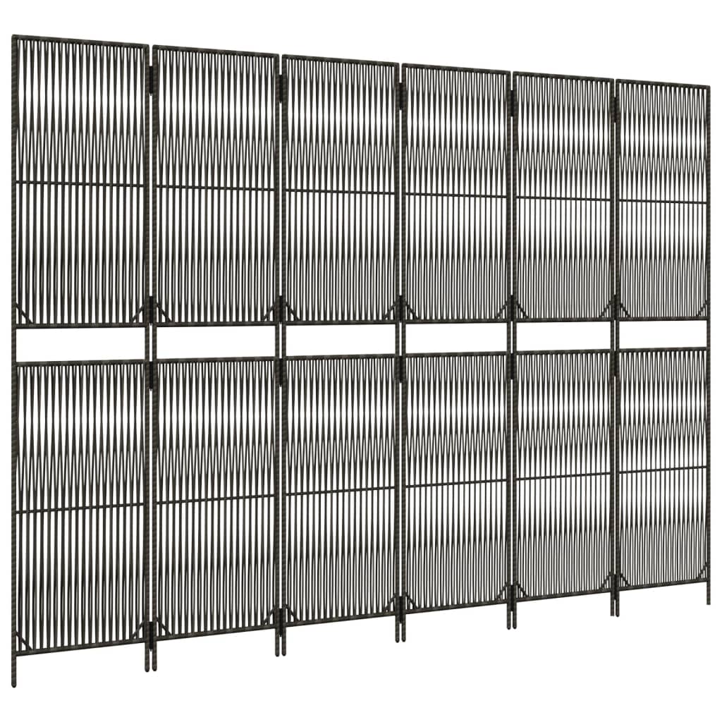 Kamerscherm 6 panelen poly rattan grijs is nu te koop bij PeponiXL, paradijselijk wonen!