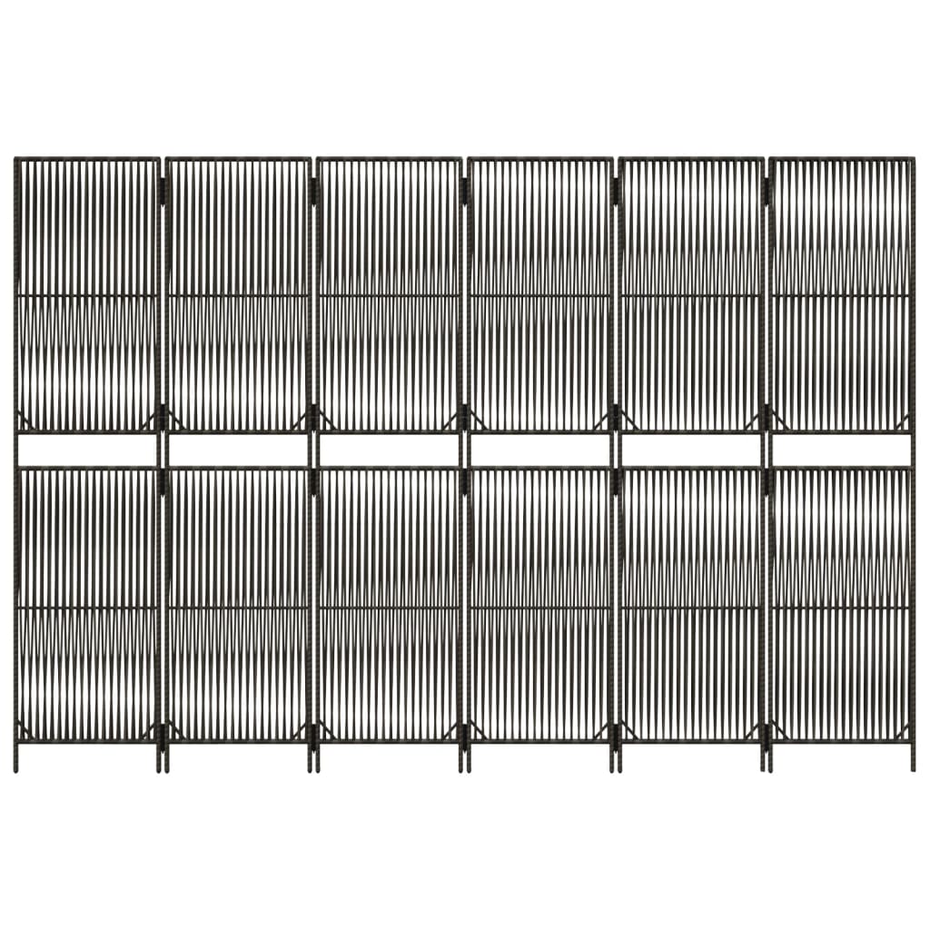 Kamerscherm 6 panelen poly rattan grijs is nu te koop bij PeponiXL, paradijselijk wonen!