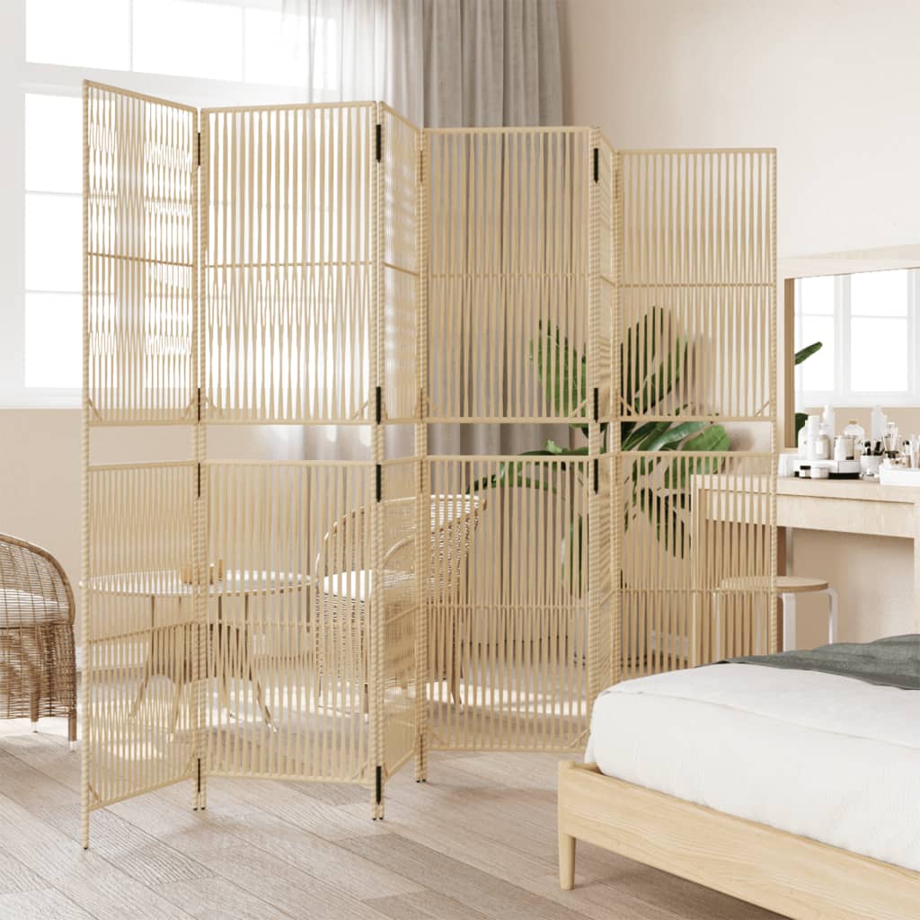 Kamerscherm 6 panelen poly rattan beige is nu te koop bij PeponiXL, paradijselijk wonen!