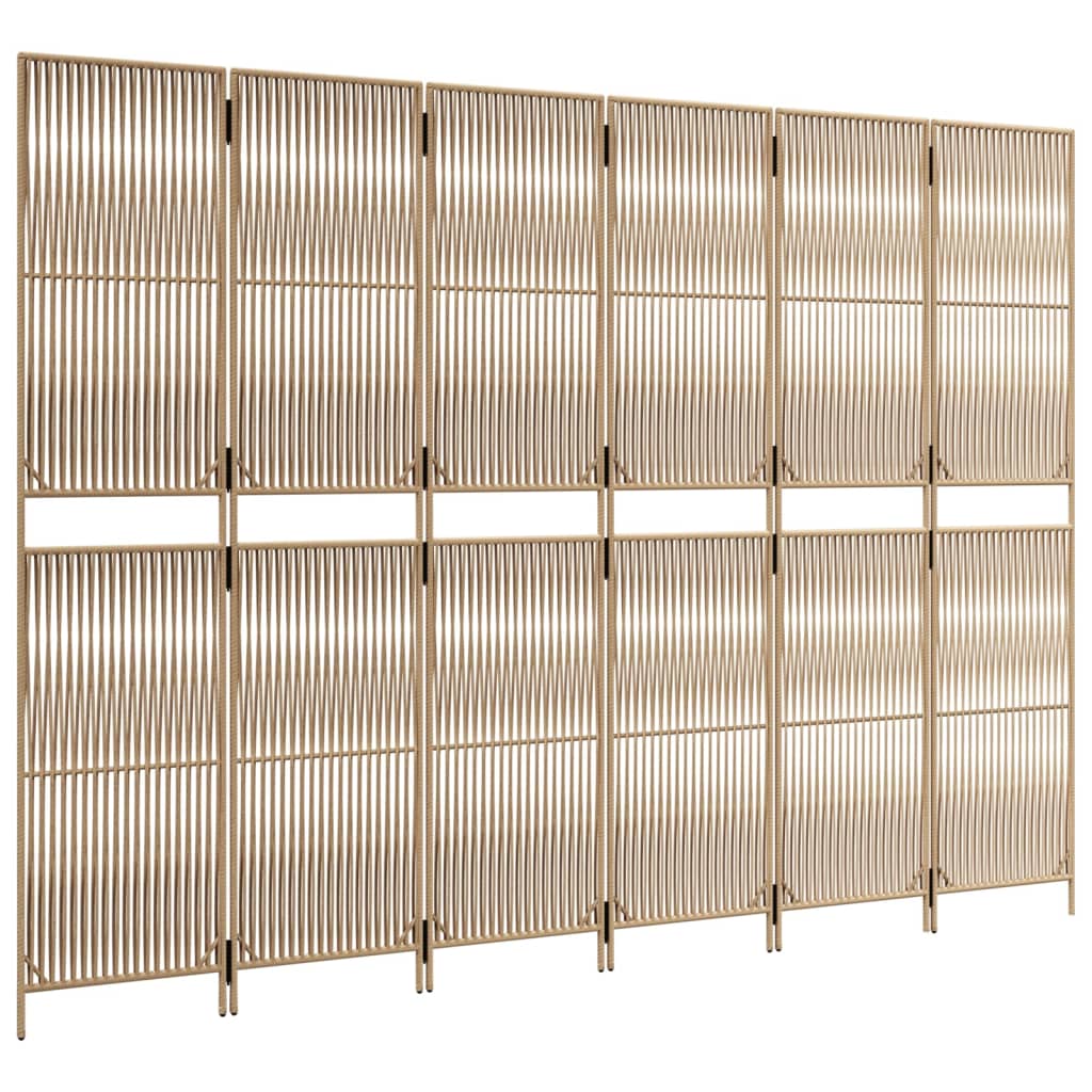 Kamerscherm 6 panelen poly rattan beige is nu te koop bij PeponiXL, paradijselijk wonen!