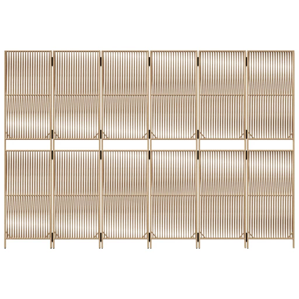 Kamerscherm 6 panelen poly rattan beige is nu te koop bij PeponiXL, paradijselijk wonen!