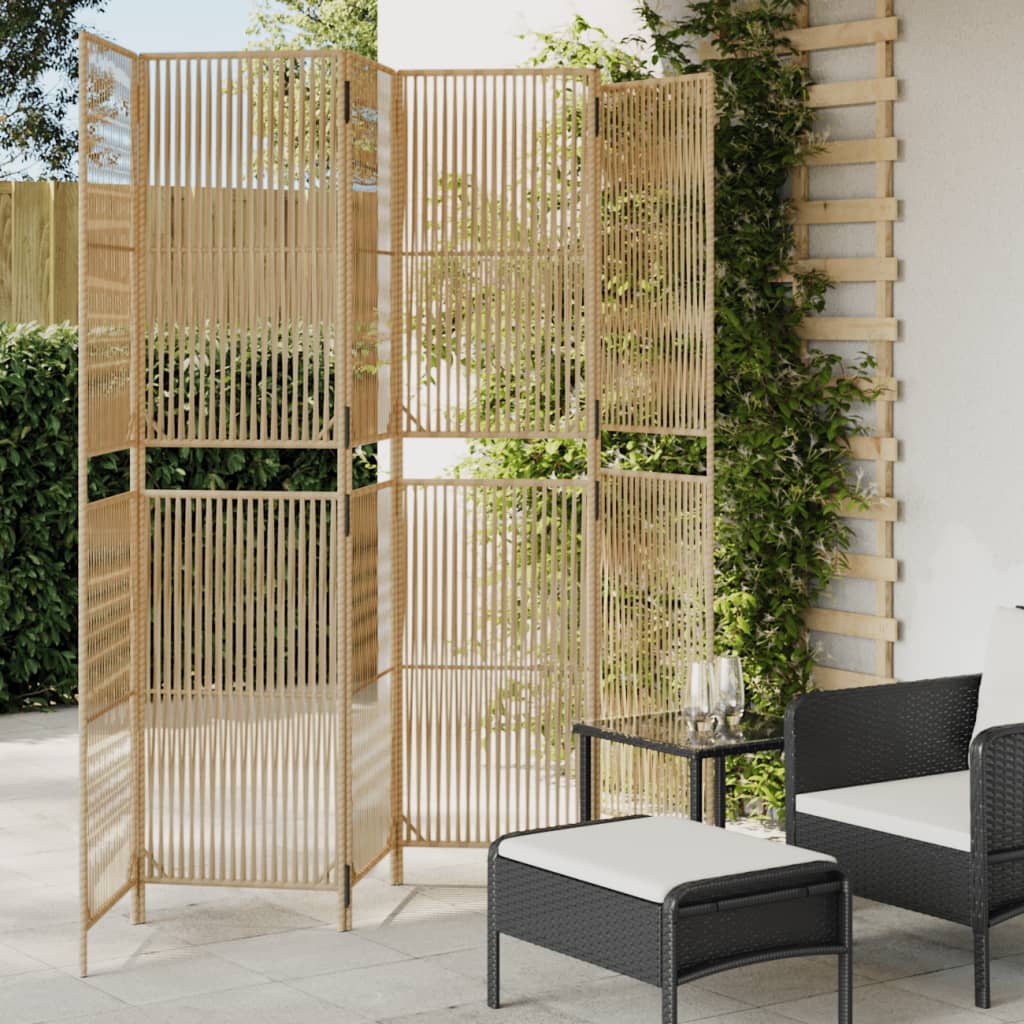 Kamerscherm 6 panelen poly rattan beige is nu te koop bij PeponiXL, paradijselijk wonen!