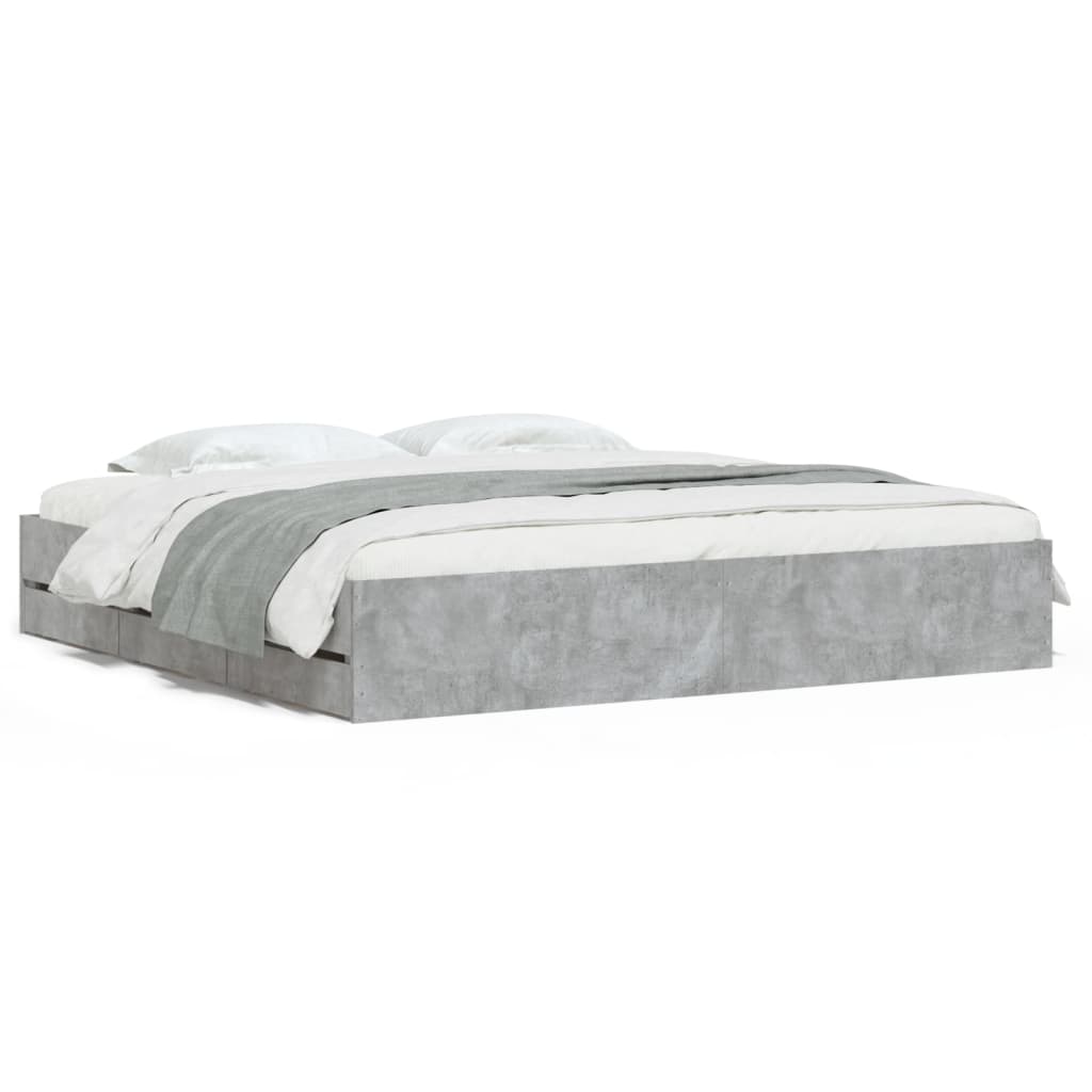 Bedframe met lades bewerkt hout betongrijs 180x200 cm is nu te koop bij PeponiXL, paradijselijk wonen!