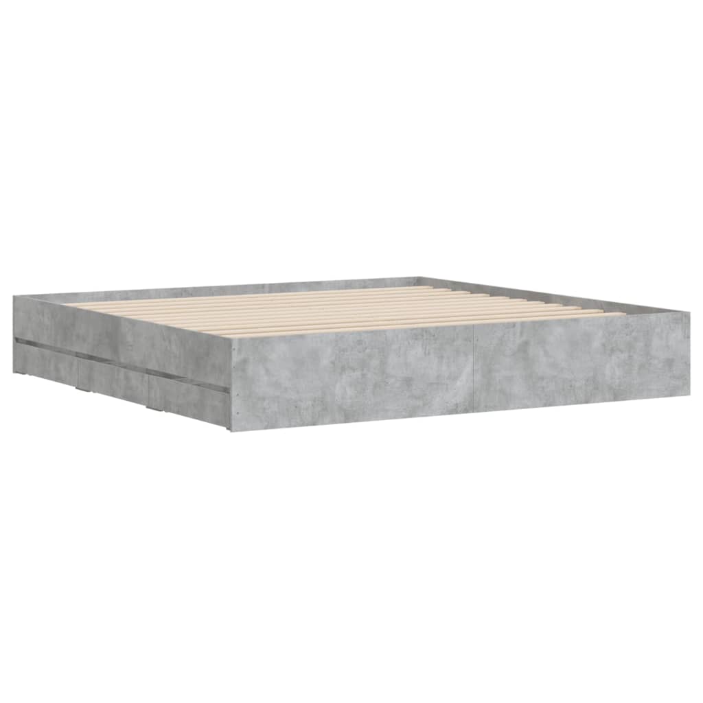 Bedframe met lades bewerkt hout betongrijs 180x200 cm is nu te koop bij PeponiXL, paradijselijk wonen!