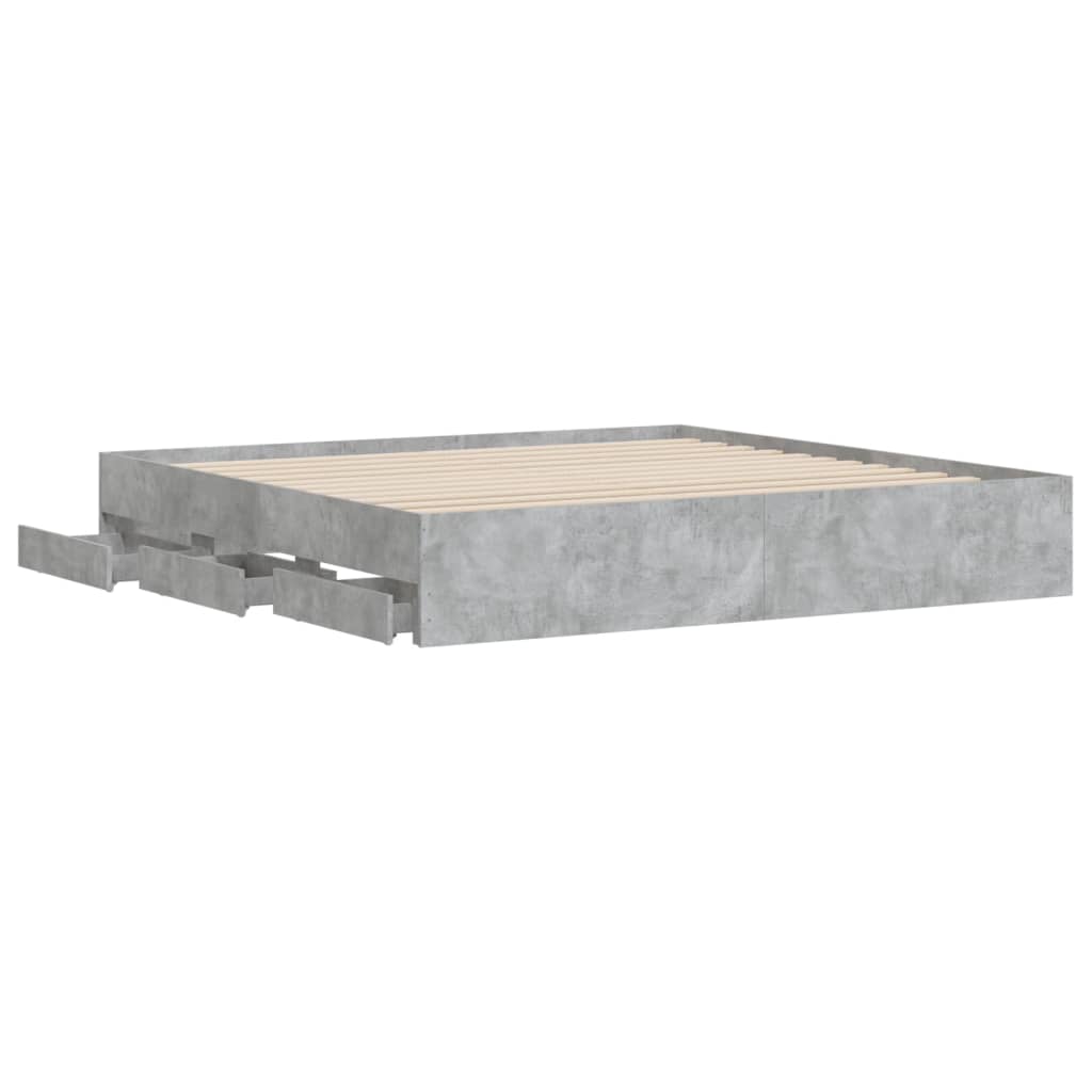 Bedframe met lades bewerkt hout betongrijs 180x200 cm is nu te koop bij PeponiXL, paradijselijk wonen!