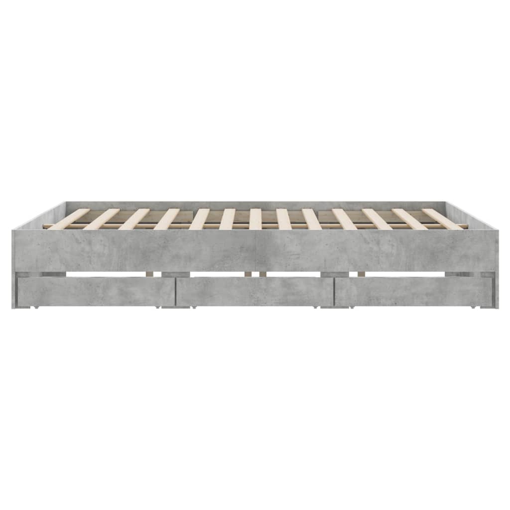 Bedframe met lades bewerkt hout betongrijs 180x200 cm is nu te koop bij PeponiXL, paradijselijk wonen!