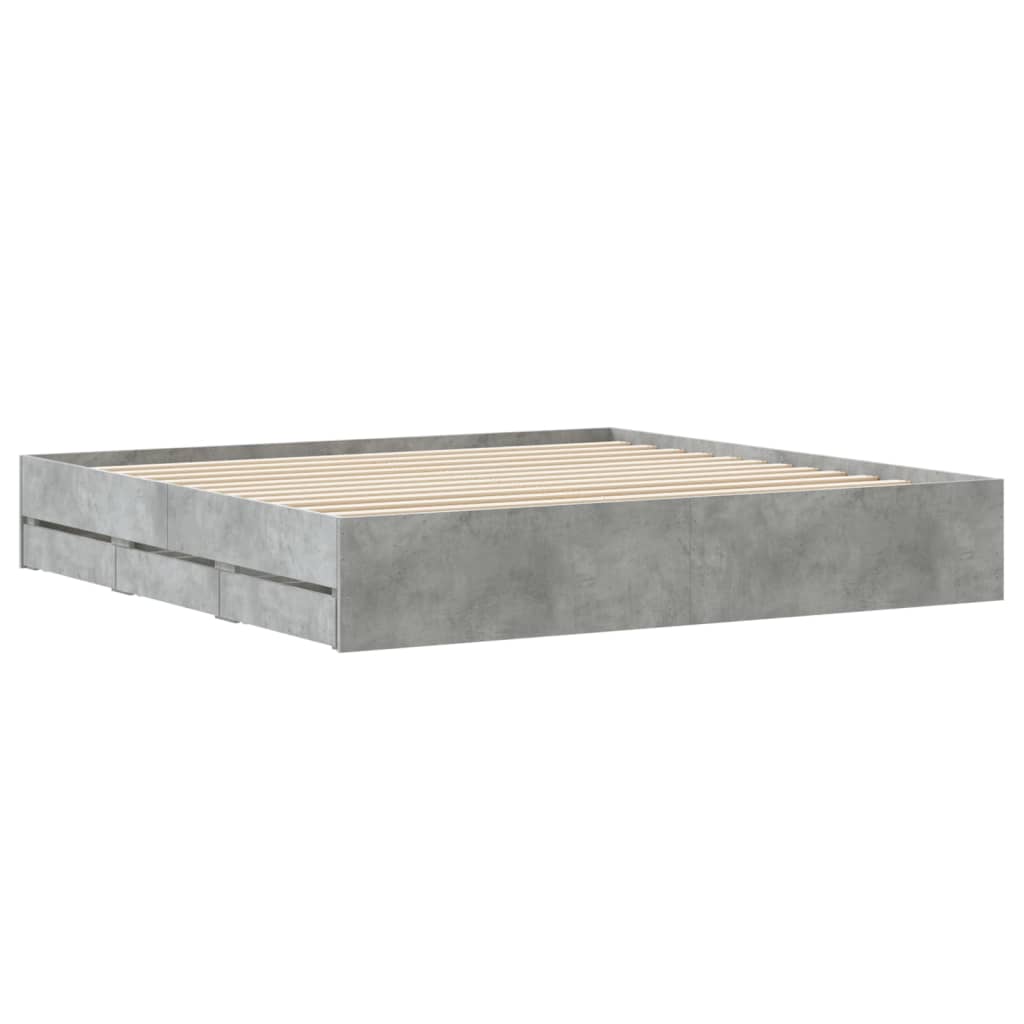 Bedframe met lades bewerkt hout betongrijs 180x200 cm is nu te koop bij PeponiXL, paradijselijk wonen!
