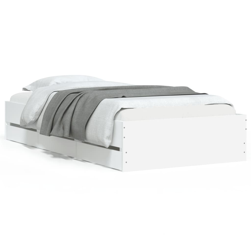 Bedframe met lades bewerkt hout wit 100x200 cm is nu te koop bij PeponiXL, paradijselijk wonen!