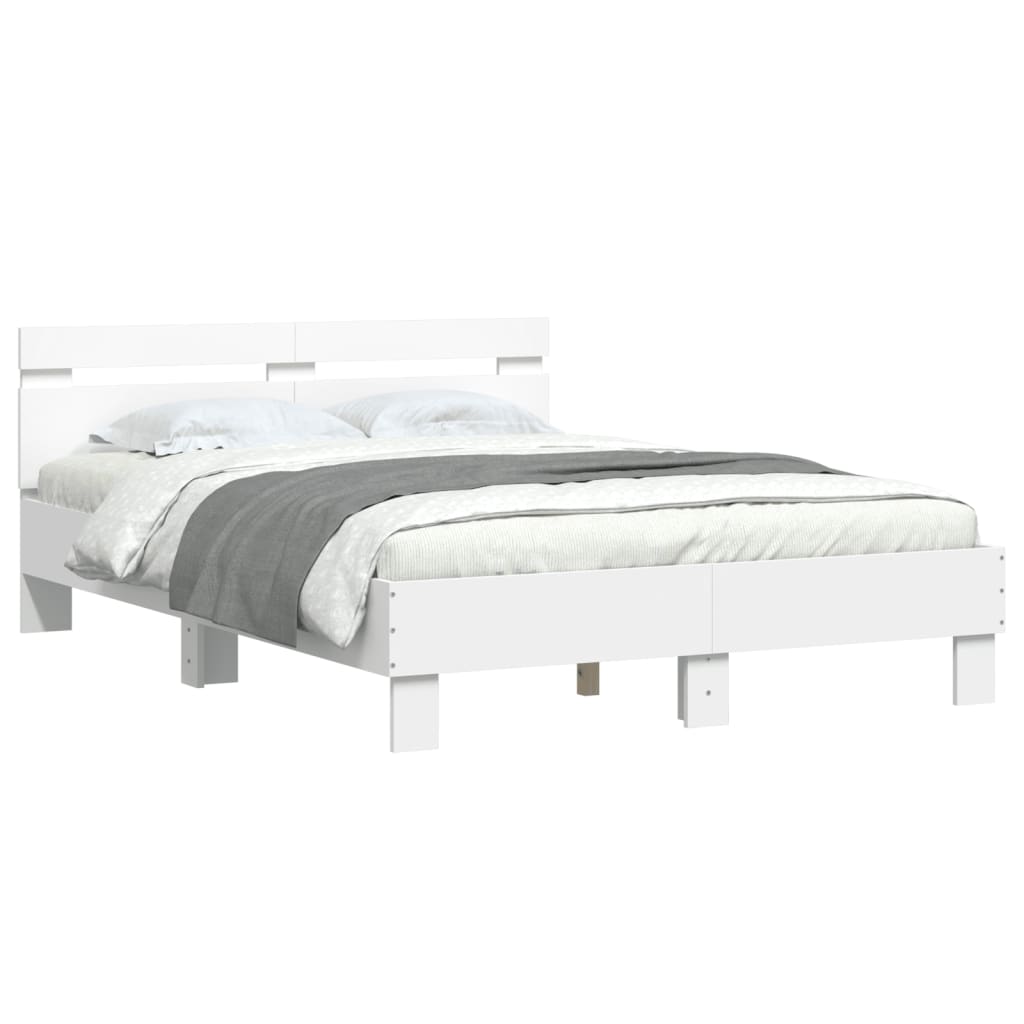 Bedframe met hoofdeinde bewerkt hout wit 120x190 cm is nu te koop bij PeponiXL, paradijselijk wonen!