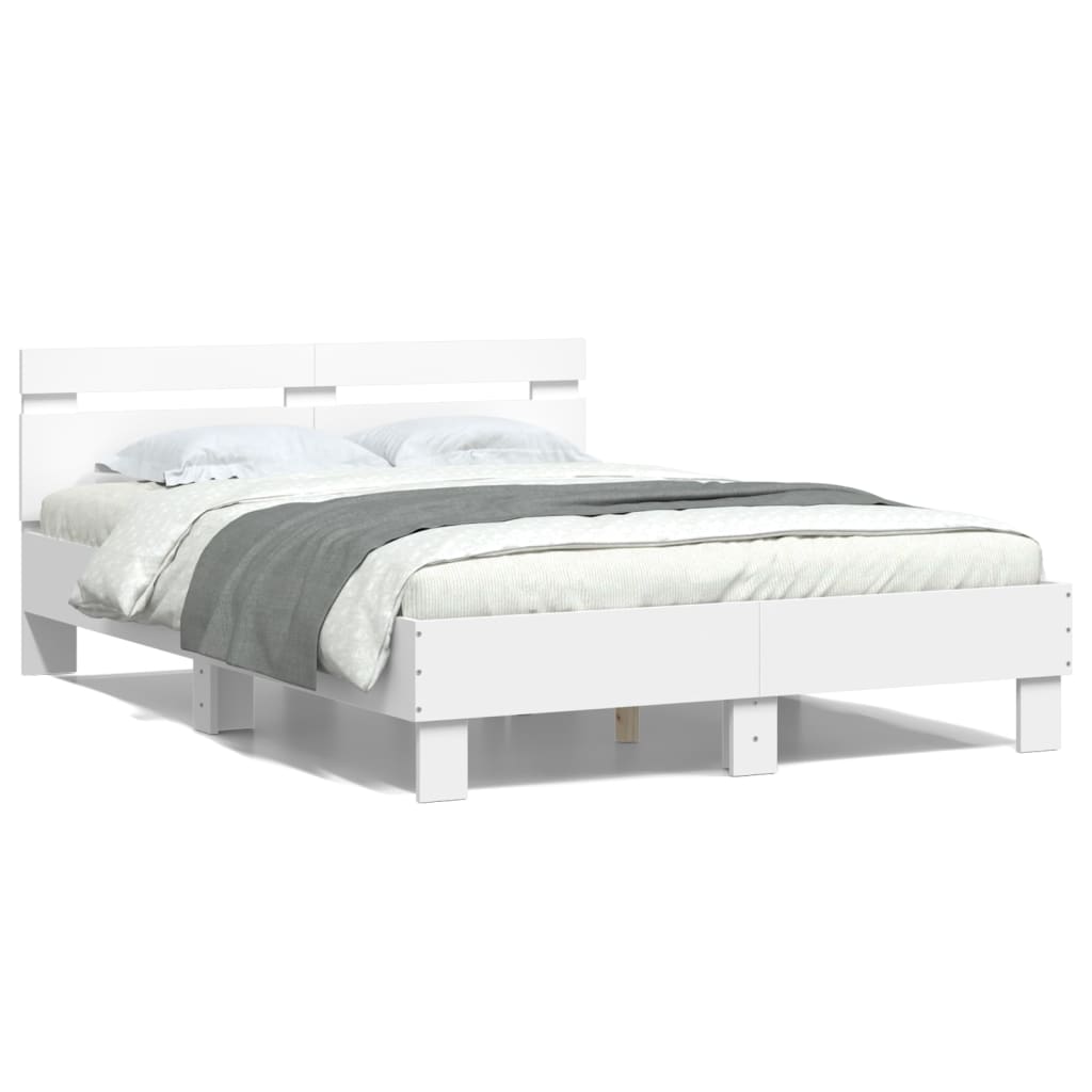Bedframe met hoofdeinde bewerkt hout wit 120x190 cm is nu te koop bij PeponiXL, paradijselijk wonen!