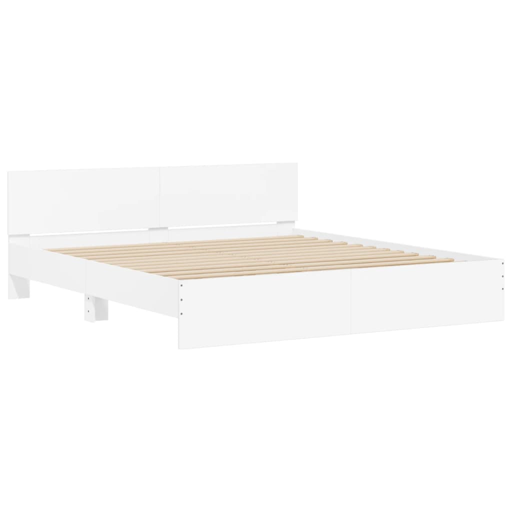 Bedframe met hoofdeinde wit 180x200 cm is nu te koop bij PeponiXL, paradijselijk wonen!
