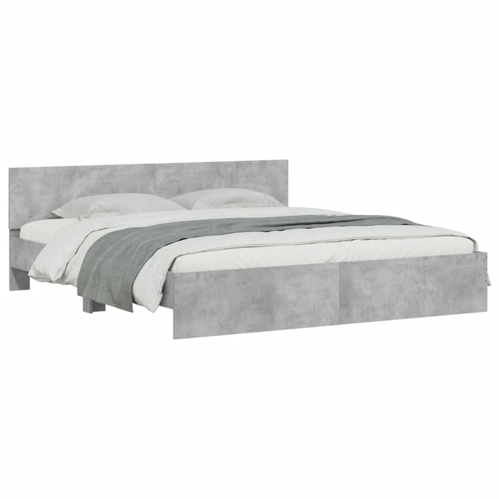 Bedframe met hoofdeinde betongrijs 160x200 cm is nu te koop bij PeponiXL, paradijselijk wonen!