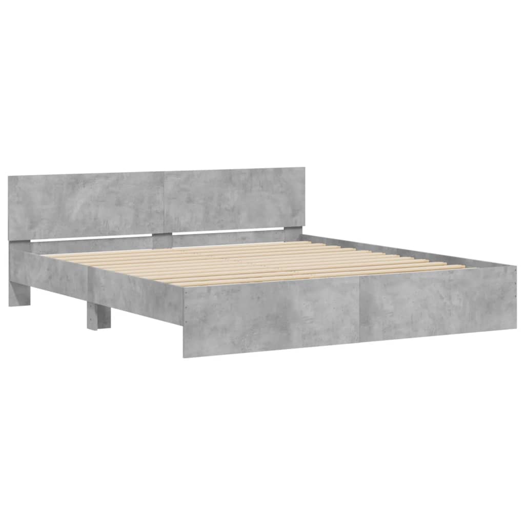 Bedframe met hoofdeinde betongrijs 160x200 cm is nu te koop bij PeponiXL, paradijselijk wonen!