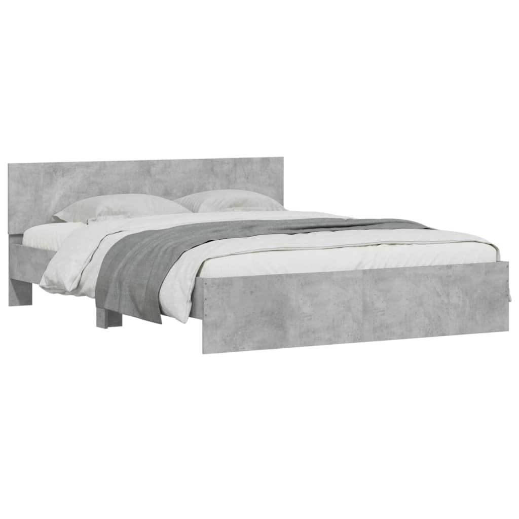 Bedframe met hoofdeinde betongrijs 140x200 cm is nu te koop bij PeponiXL, paradijselijk wonen!
