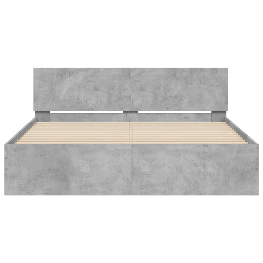 Bedframe met hoofdeinde betongrijs 140x200 cm is nu te koop bij PeponiXL, paradijselijk wonen!