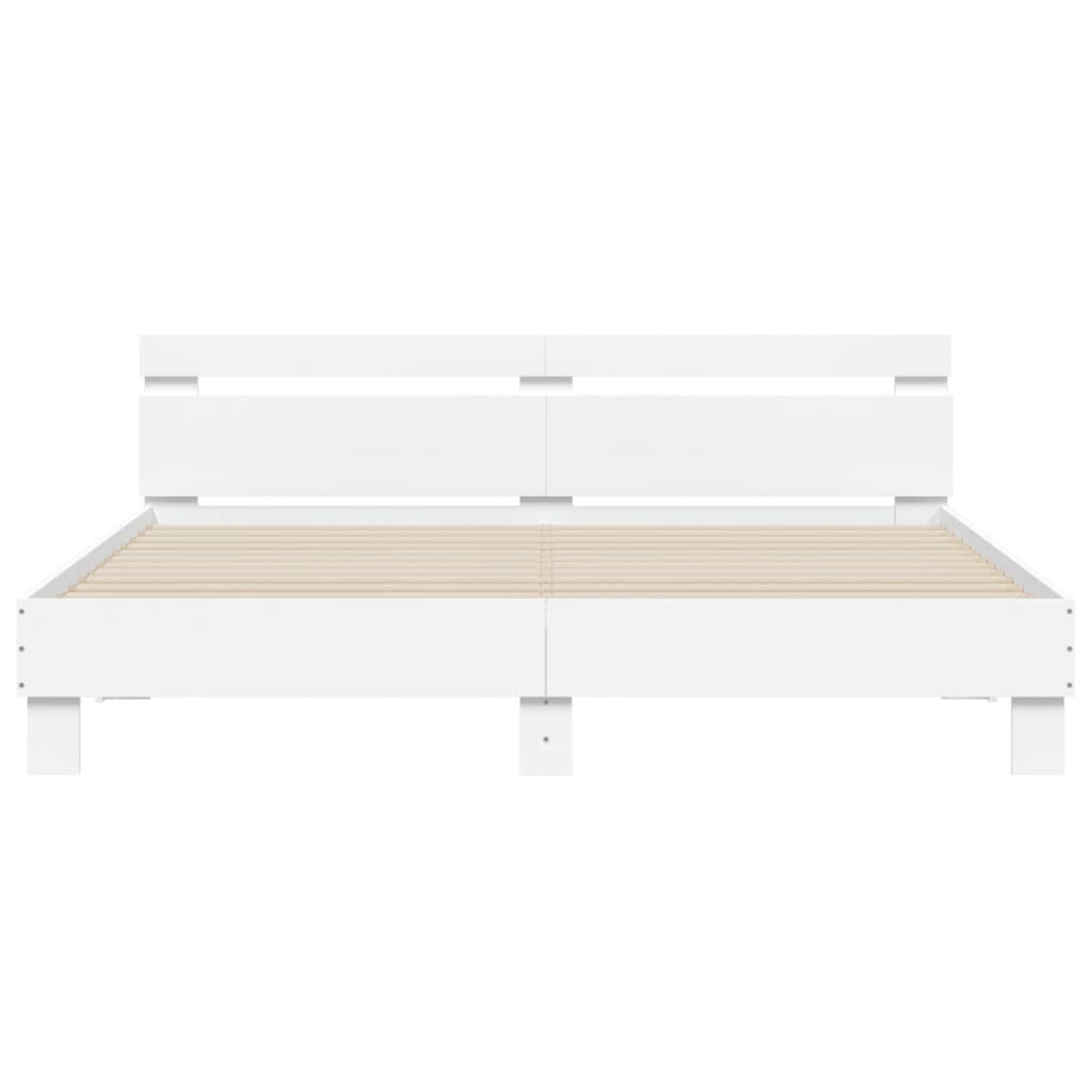 Bedframe met hoofdeinde en LED-verlichting wit 160x200 cm is nu te koop bij PeponiXL, paradijselijk wonen!