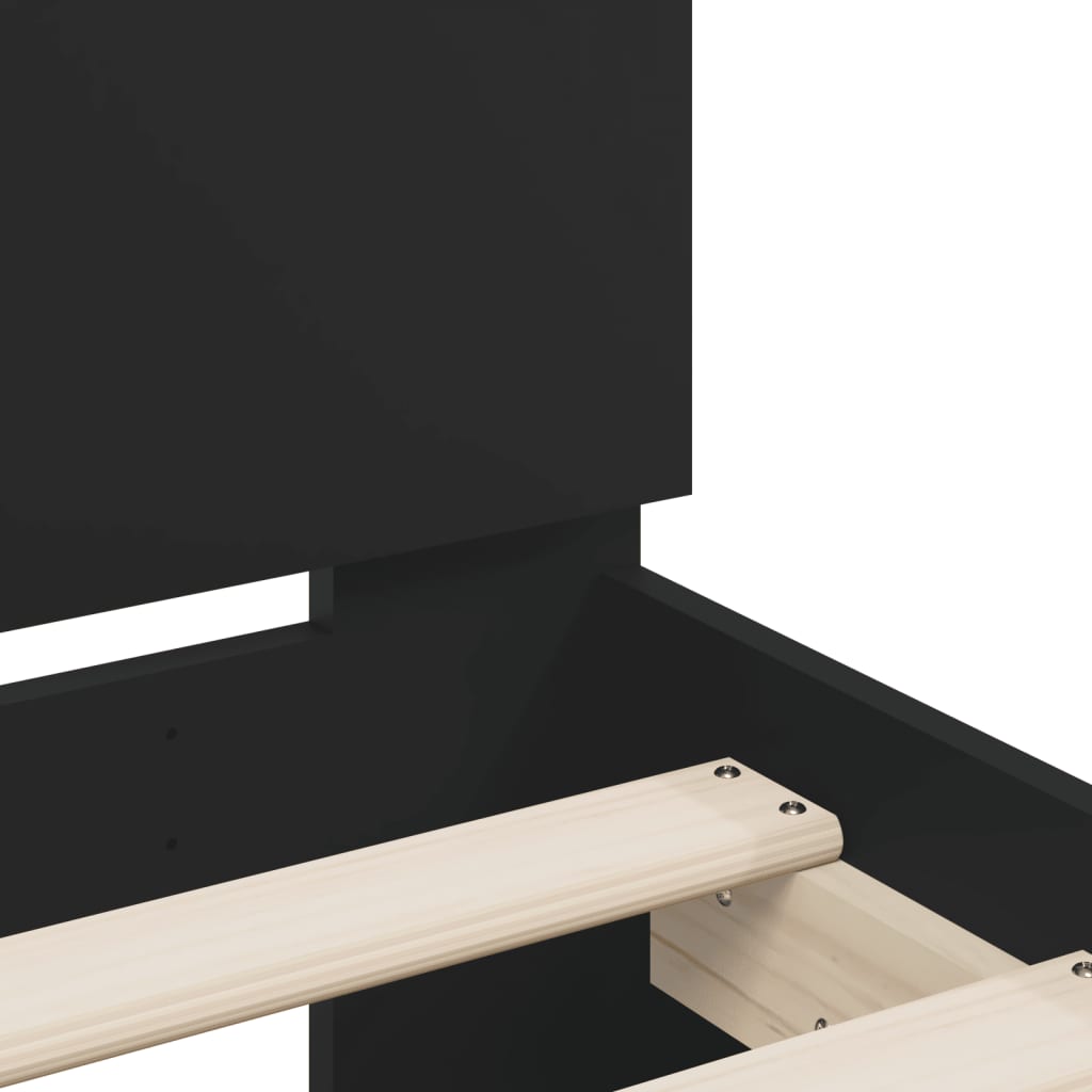 Bedframe met hoofdeinde en LED-verlichting zwart 160x200 cm is nu te koop bij PeponiXL, paradijselijk wonen!