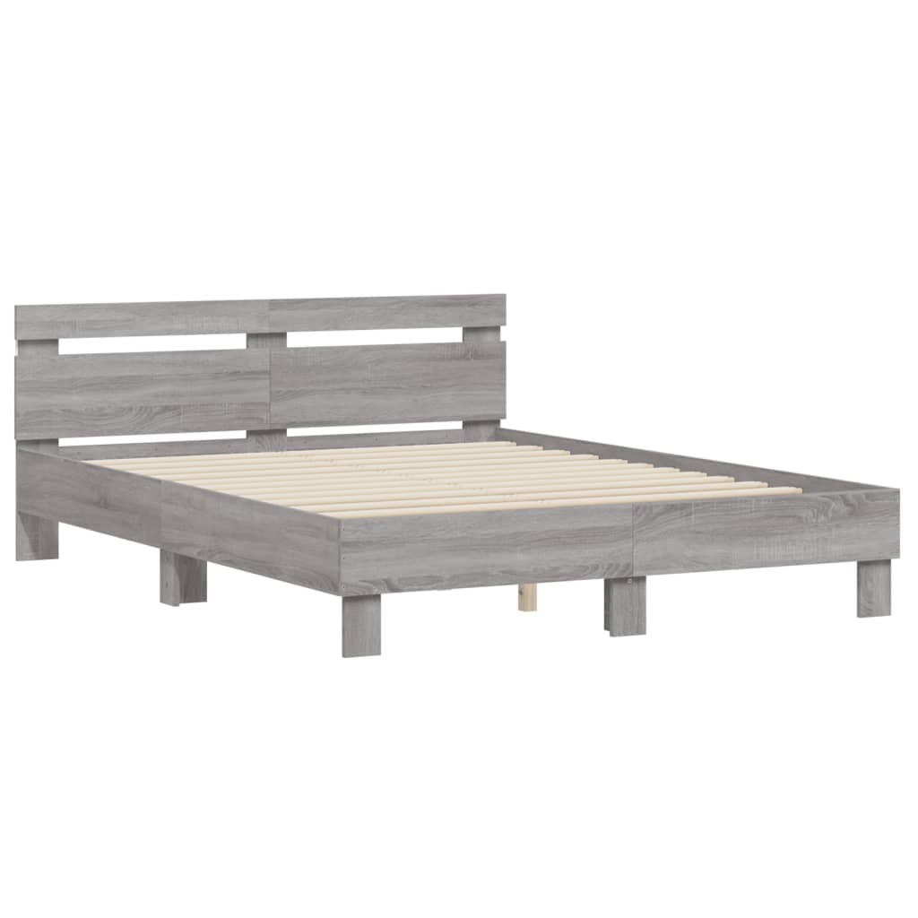 Bedframe met hoofdeinde en LED grijs sonoma eiken 140x200 cm is nu te koop bij PeponiXL, paradijselijk wonen!