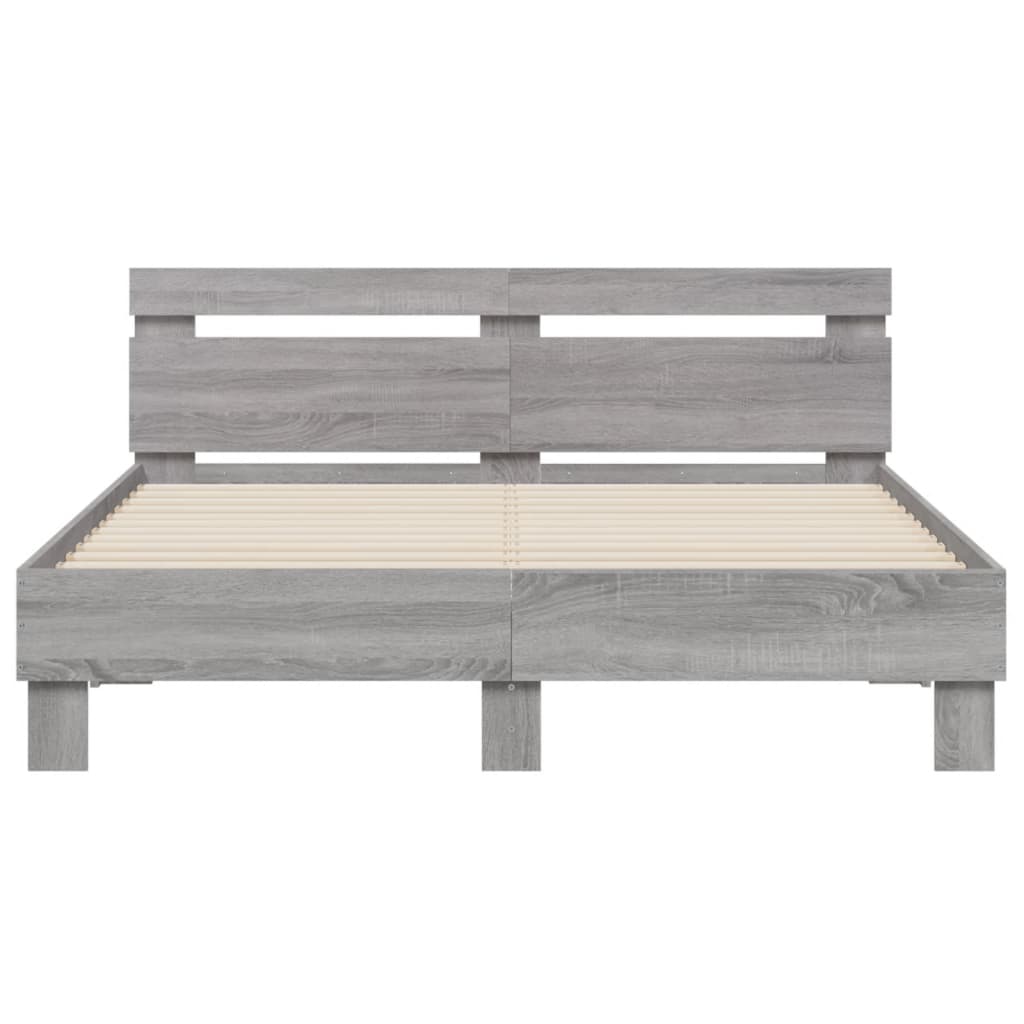 Bedframe met hoofdeinde en LED grijs sonoma eiken 140x200 cm is nu te koop bij PeponiXL, paradijselijk wonen!