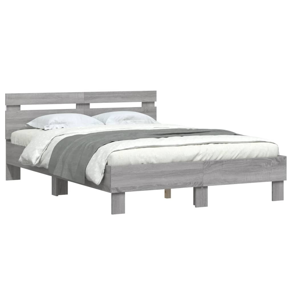 Bedframe met hoofdeinde en LED grijs sonoma eiken 120x200 cm is nu te koop bij PeponiXL, paradijselijk wonen!