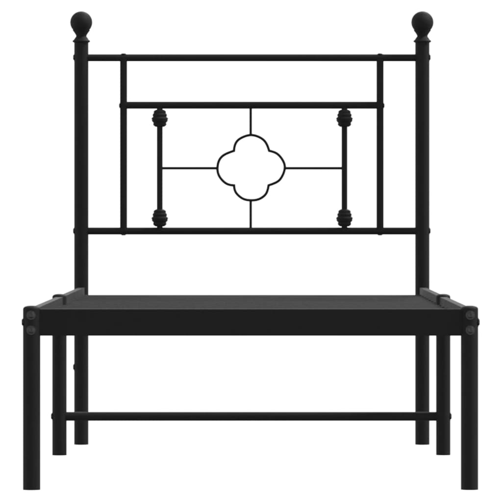 Bedframe met hoofdbord metaal zwart 75x190 cm is nu te koop bij PeponiXL, paradijselijk wonen!