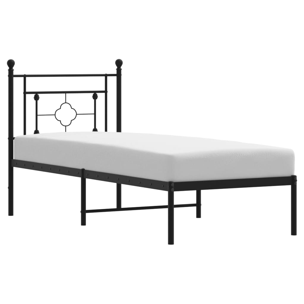 Bedframe met hoofdbord metaal zwart 80x200 cm is nu te koop bij PeponiXL, paradijselijk wonen!