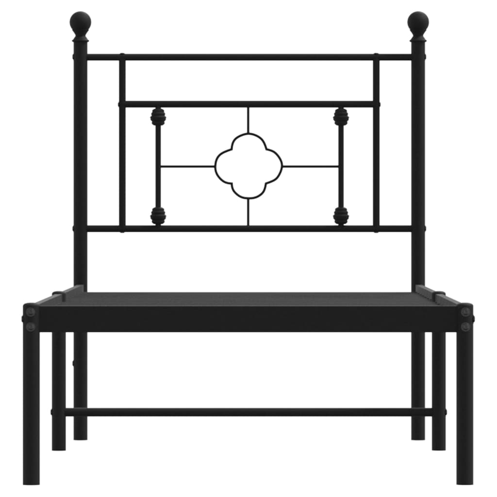 Bedframe met hoofdbord metaal zwart 80x200 cm is nu te koop bij PeponiXL, paradijselijk wonen!