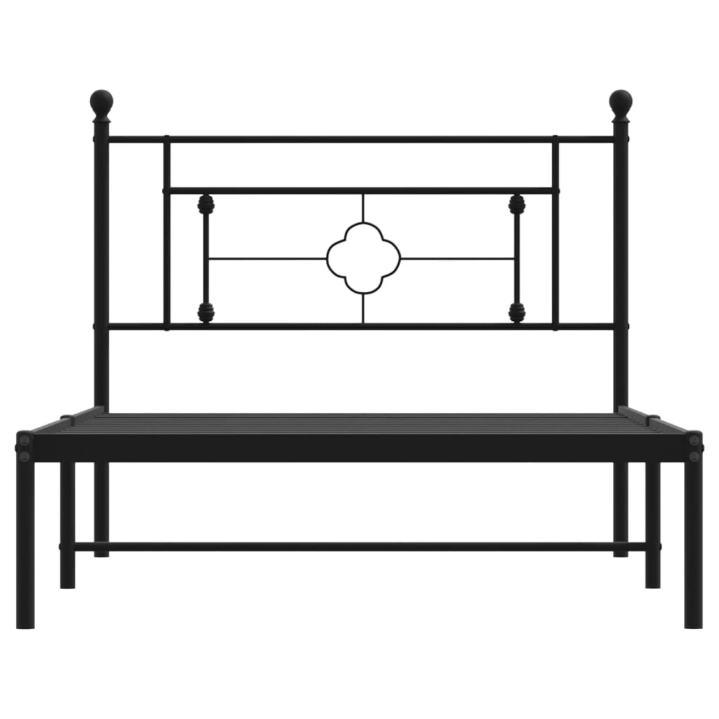 Bedframe met hoofdbord metaal zwart 107x203 cm is nu te koop bij PeponiXL, paradijselijk wonen!