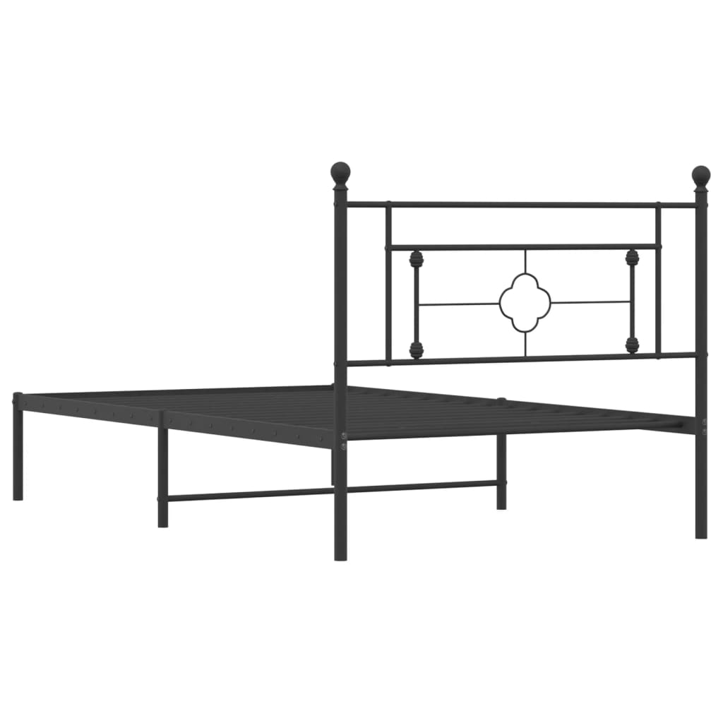 Bedframe met hoofdbord metaal zwart 107x203 cm is nu te koop bij PeponiXL, paradijselijk wonen!