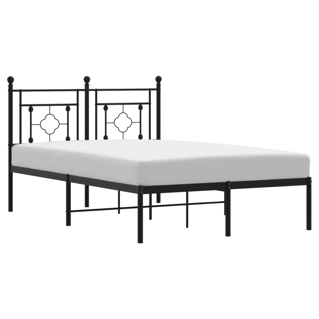 Bedframe met hoofdbord metaal zwart 120x190 cm is nu te koop bij PeponiXL, paradijselijk wonen!