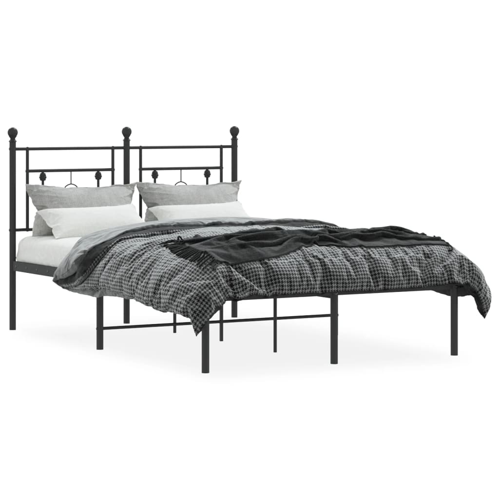 Bedframe met hoofdbord metaal zwart 120x190 cm is nu te koop bij PeponiXL, paradijselijk wonen!