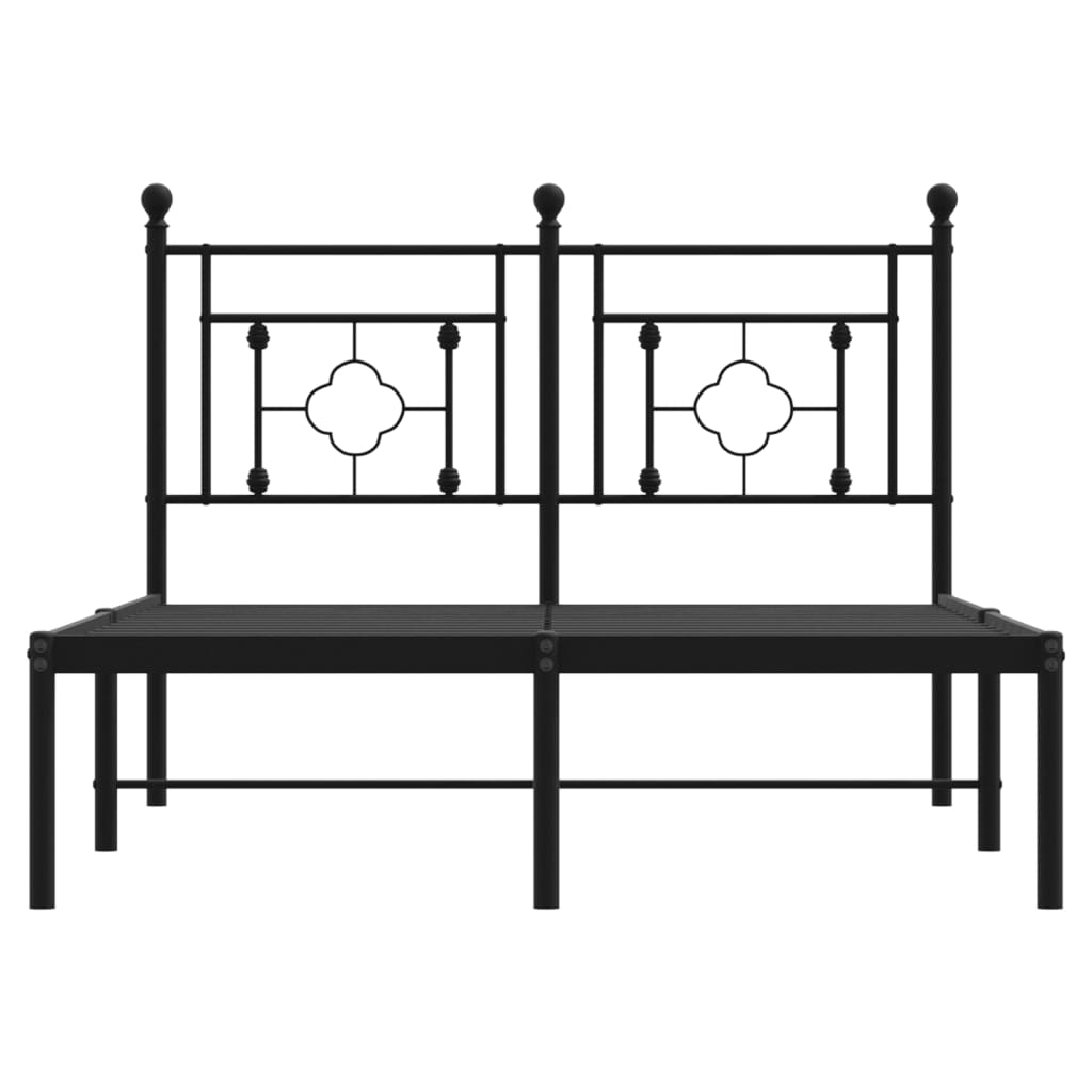 Bedframe met hoofdbord metaal zwart 120x190 cm is nu te koop bij PeponiXL, paradijselijk wonen!