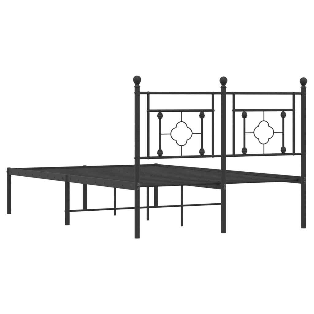 Bedframe met hoofdbord metaal zwart 120x190 cm is nu te koop bij PeponiXL, paradijselijk wonen!
