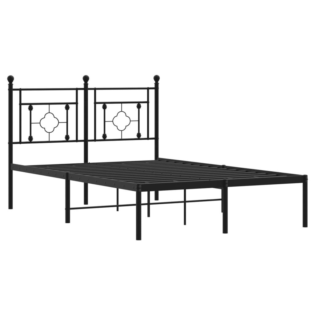 Bedframe met hoofdbord metaal zwart 120x200 cm is nu te koop bij PeponiXL, paradijselijk wonen!