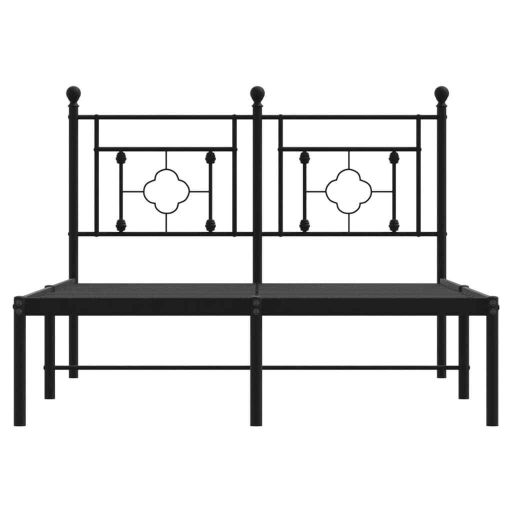 Bedframe met hoofdbord metaal zwart 120x200 cm is nu te koop bij PeponiXL, paradijselijk wonen!