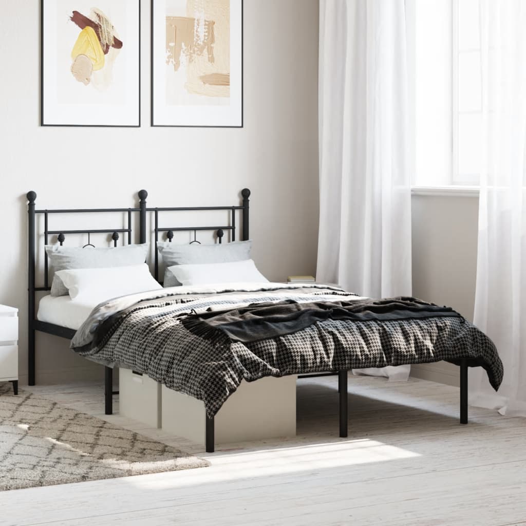 Bedframe met hoofdbord metaal zwart 120x200 cm is nu te koop bij PeponiXL, paradijselijk wonen!