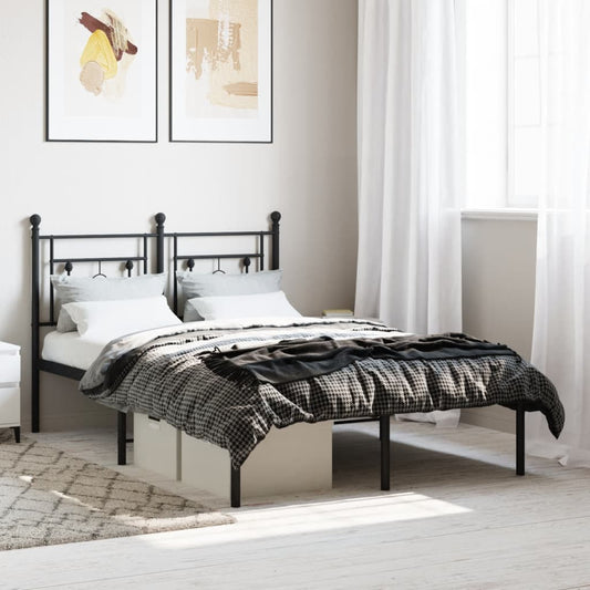 Bedframe met hoofdbord metaal zwart 120x200 cm is nu te koop bij PeponiXL, paradijselijk wonen!