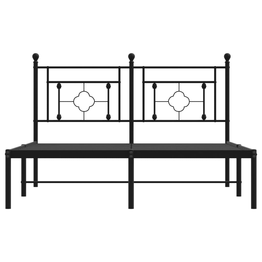 Bedframe met hoofdbord metaal zwart 140x190 cm is nu te koop bij PeponiXL, paradijselijk wonen!