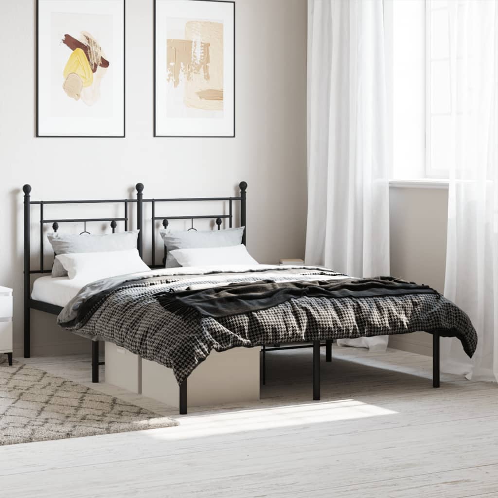 Bedframe met hoofdbord metaal zwart 140x190 cm is nu te koop bij PeponiXL, paradijselijk wonen!