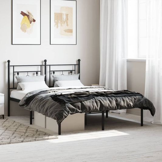 Bedframe met hoofdbord metaal zwart 140x190 cm is nu te koop bij PeponiXL, paradijselijk wonen!