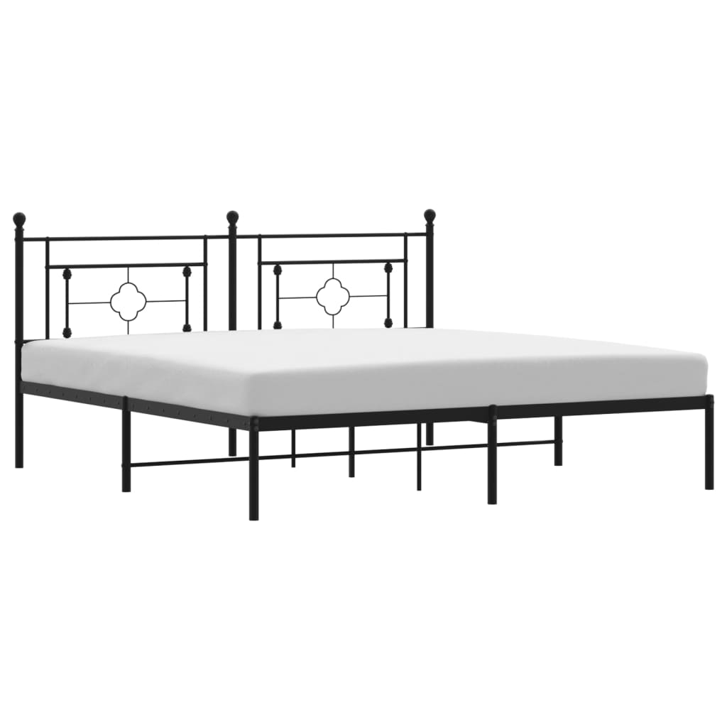 Bedframe met hoofdbord metaal zwart 183x213 cm is nu te koop bij PeponiXL, paradijselijk wonen!