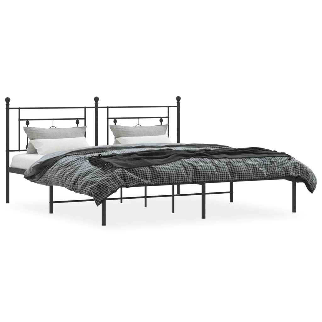 Bedframe met hoofdbord metaal zwart 183x213 cm is nu te koop bij PeponiXL, paradijselijk wonen!