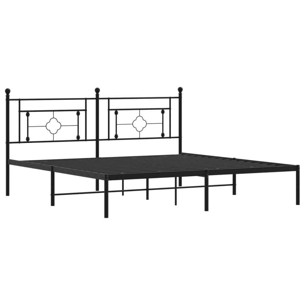 Bedframe met hoofdbord metaal zwart 183x213 cm is nu te koop bij PeponiXL, paradijselijk wonen!