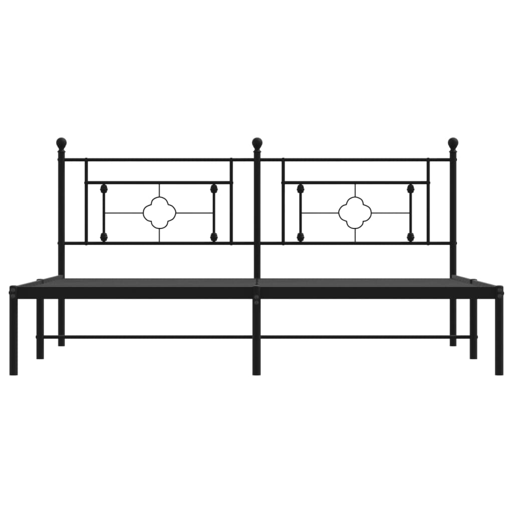 Bedframe met hoofdbord metaal zwart 183x213 cm is nu te koop bij PeponiXL, paradijselijk wonen!